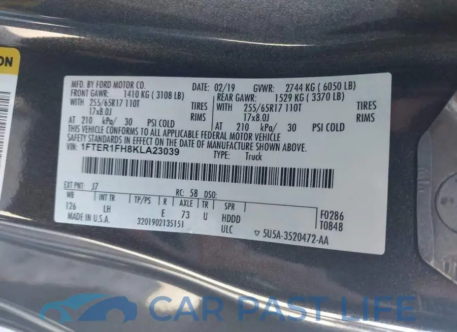 1FTER1FH8KLA23039# 9