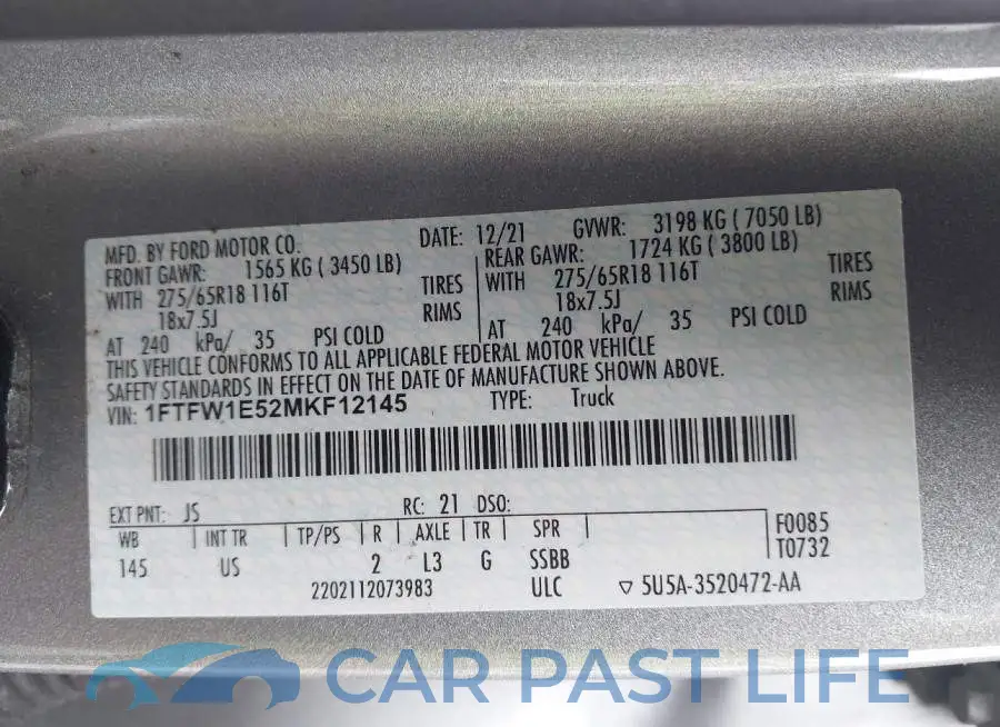 1FTFW1E52MKF12145# 9