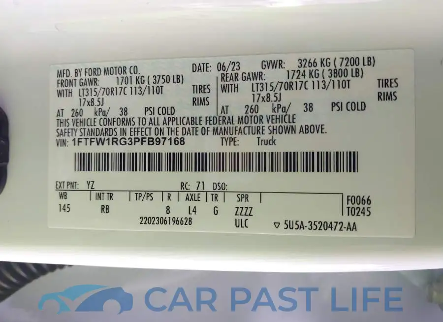 1FTFW1RG3PFB97168# 9
