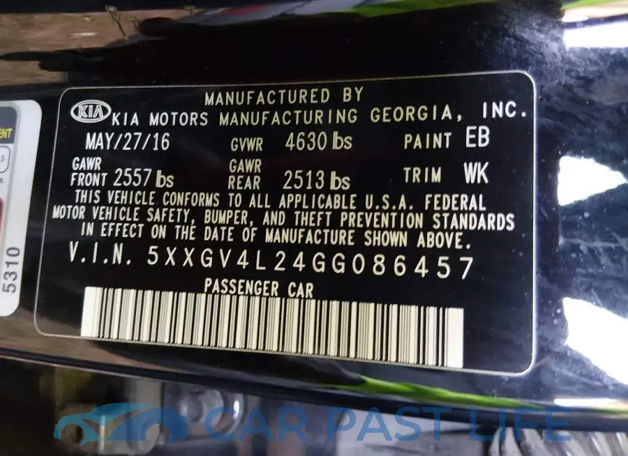 5XXGV4L24GG086457# 9