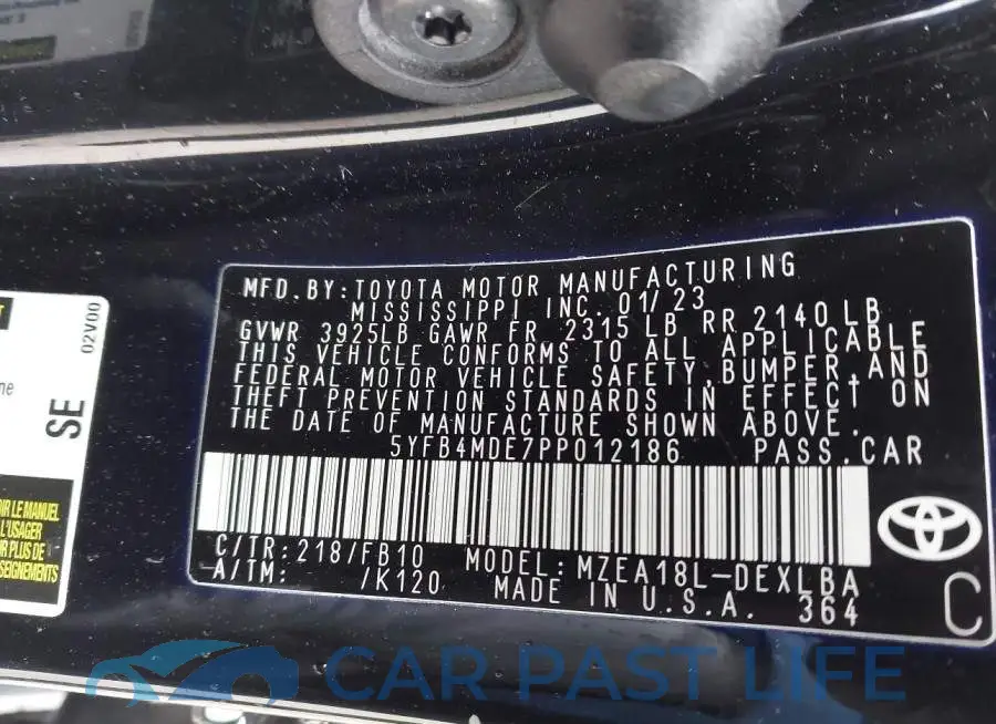 5YFB4MDE7PP012186# 9