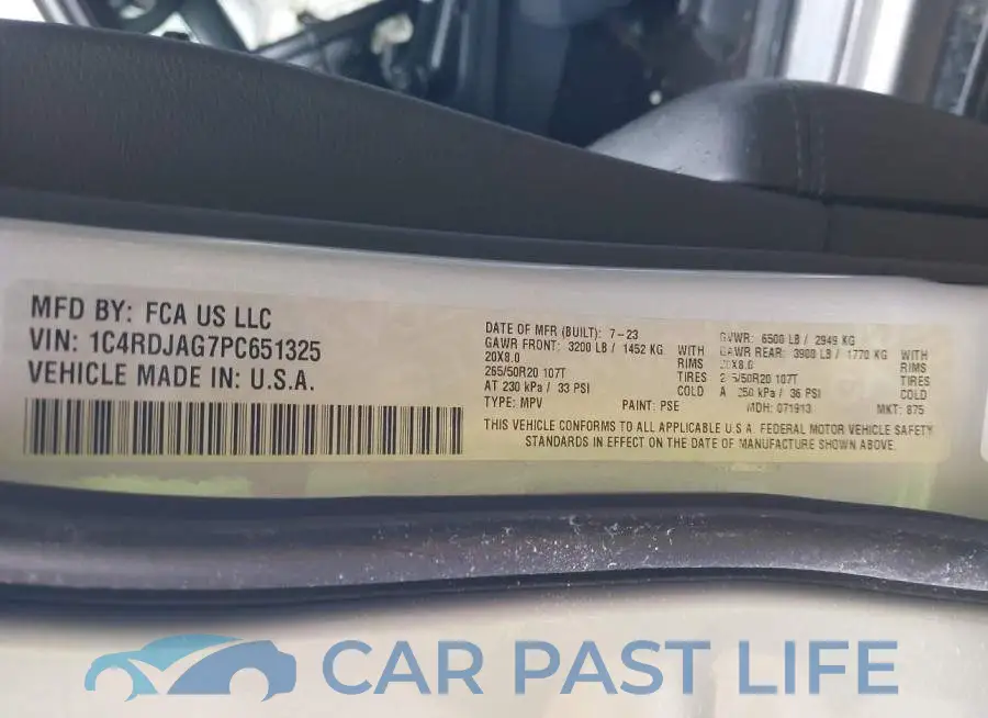 1C4RDJAG7PC651325# 9