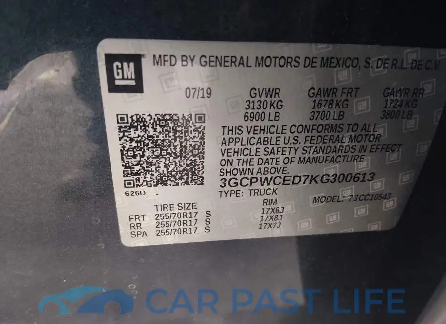 3GCPWCED7KG300613# 9