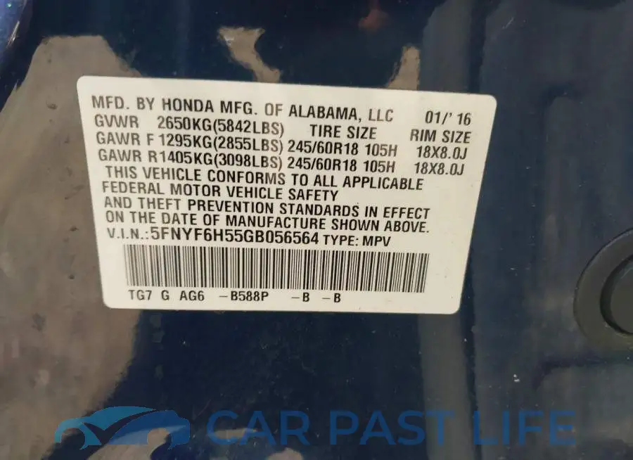 5FNYF6H55GB056564# 9