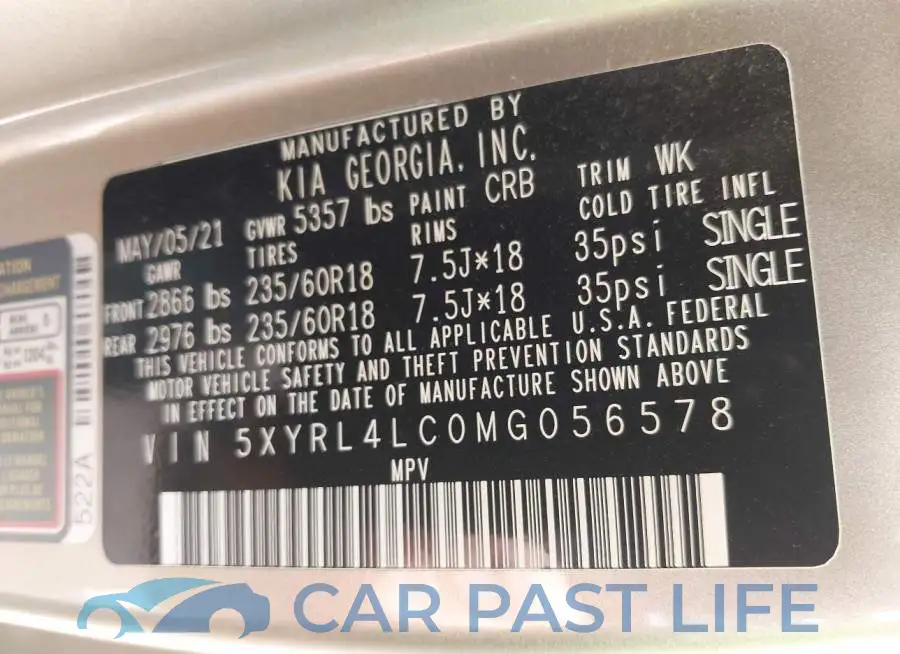 5XYRL4LC0MG056578# 9