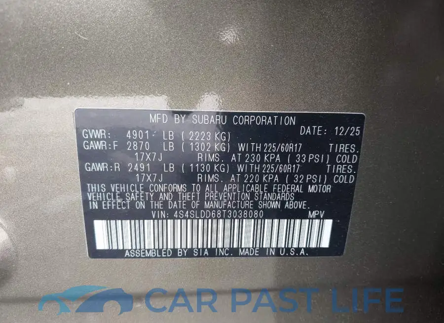 4S4SLDD68T3038080# 9
