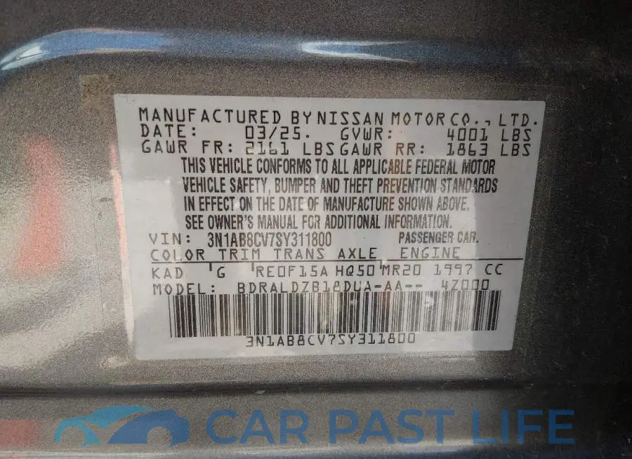 3N1AB8CV7SY311800# 9