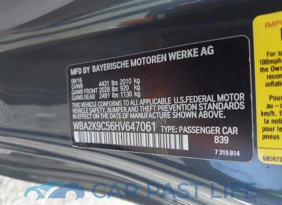 WBA2K9C56HV647061# 9