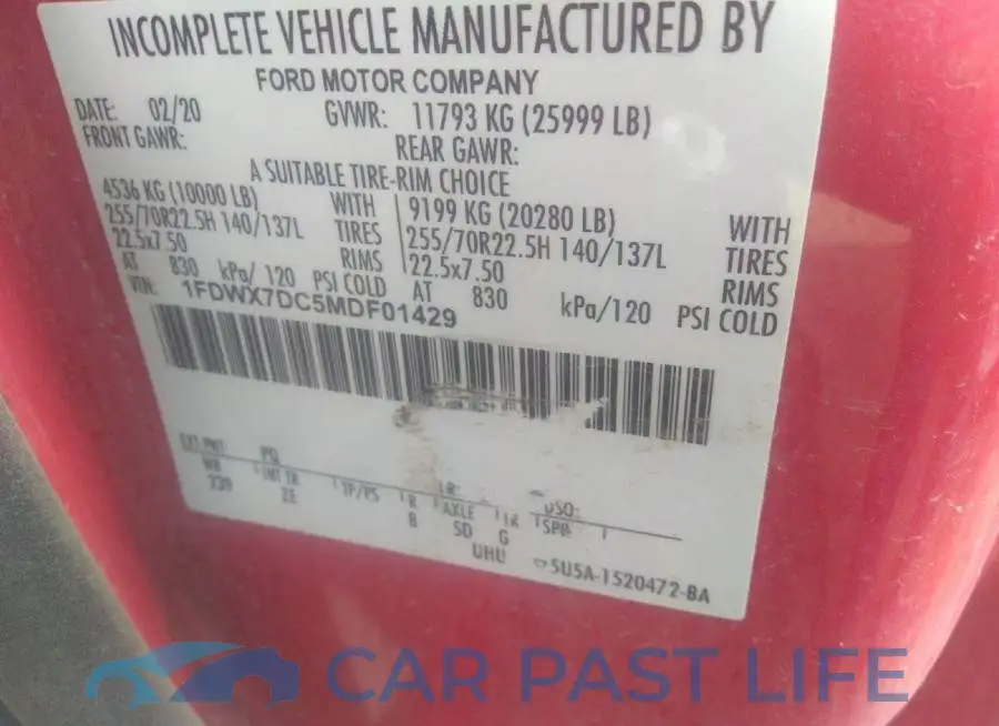 1FDWX7DC5MDF01429# 9