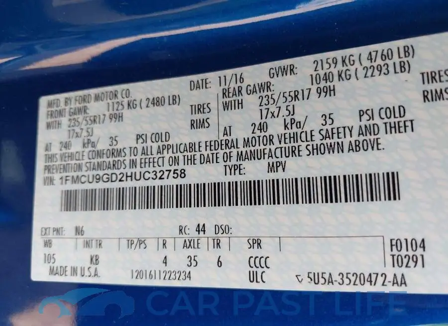 1FMCU9GD2HUC32758# 9
