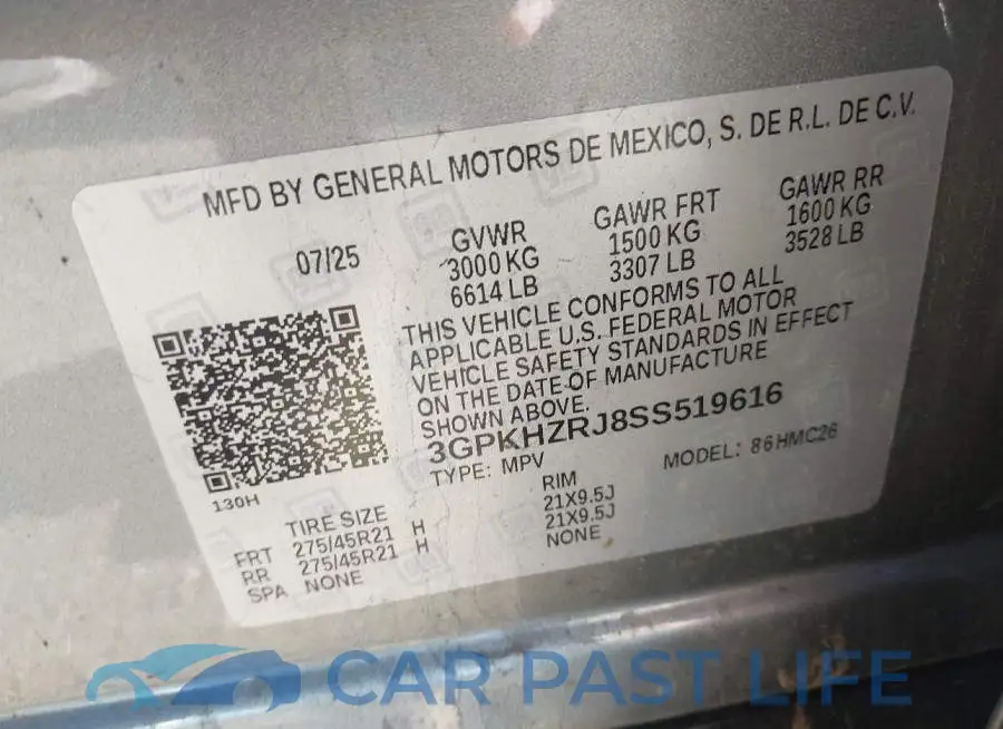 3GPKHZRJ8SS519616# 9