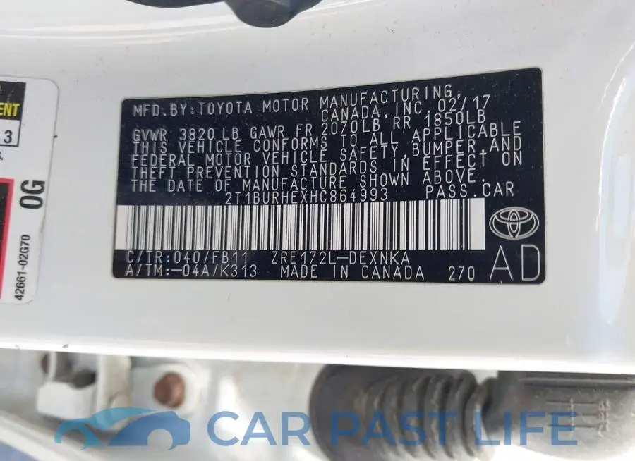 2T1BURHEXHC864993# 9