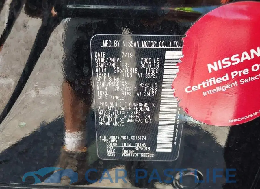 JN8AY2ND1LX015174# 9