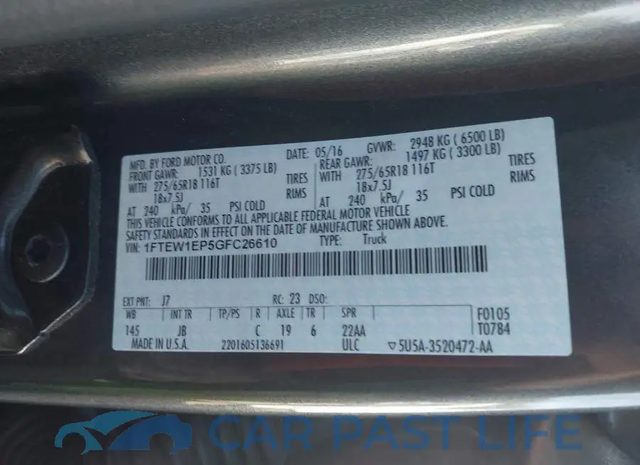1FTEW1EP5GFC26610# 9