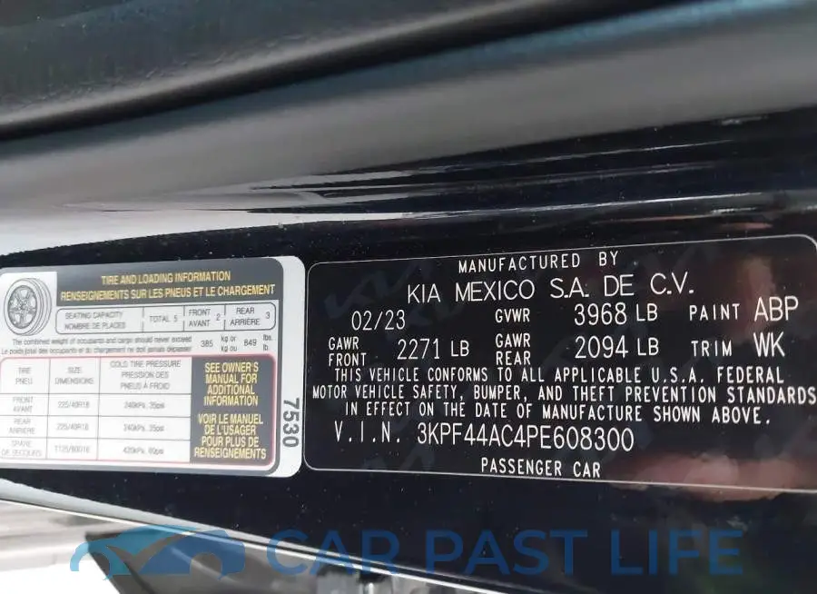 3KPF44AC4PE608300# 9