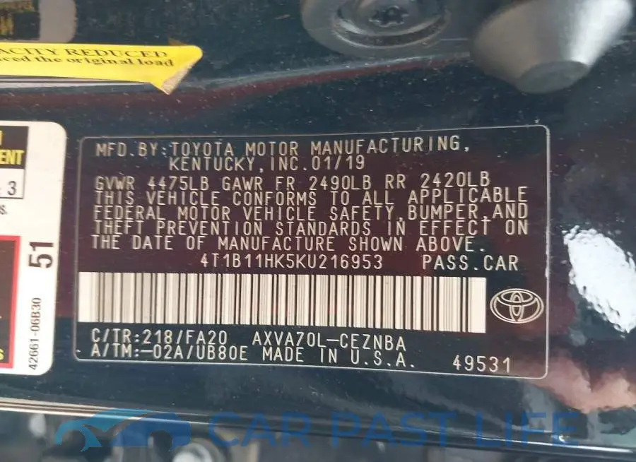 4T1B11HK5KU216953# 9