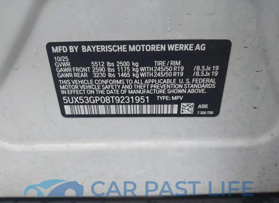 5UX53GP08T9231951# 9