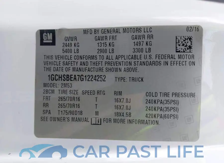 1GCHSBEA7G1224252# 9