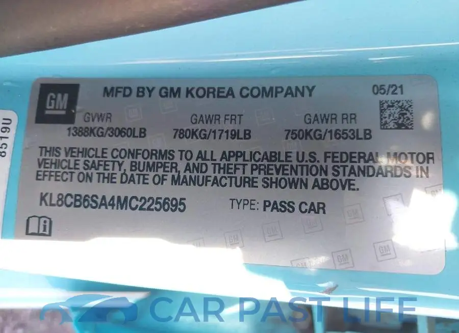 KL8CB6SA4MC225695# 9