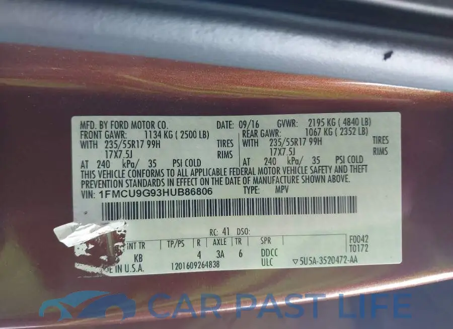 1FMCU9G93HUB86806# 9