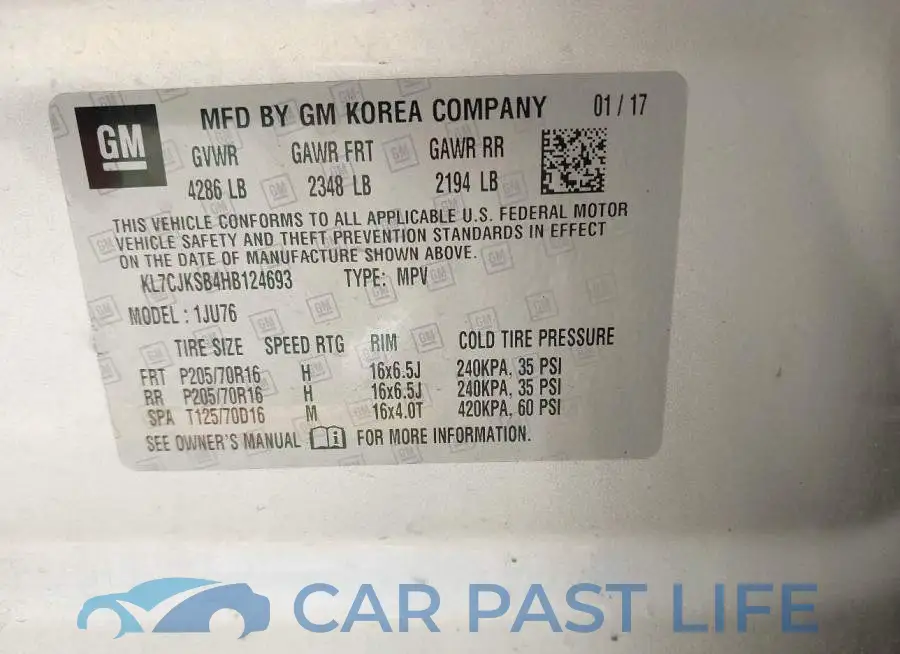 KL7CJKSB4HB124693# 9