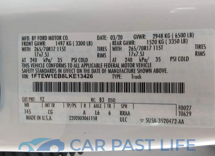 1FTEW1EB8LKE13426# 9
