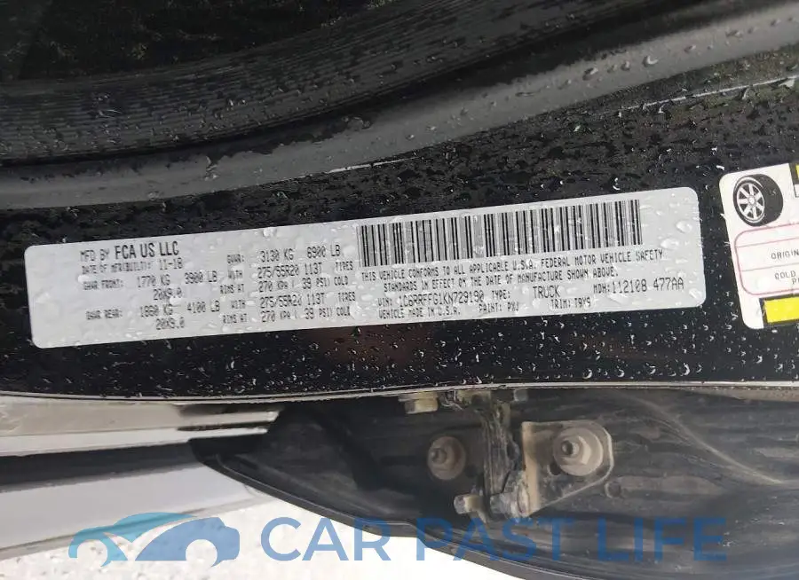 1C6RRFFG1KN729190# 9