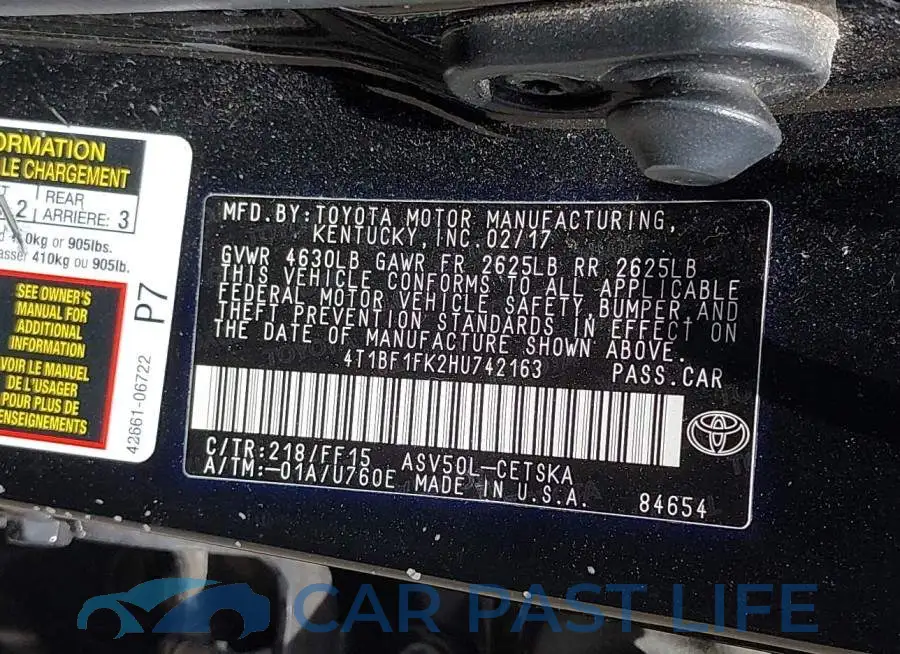 4T1BF1FK2HU742163# 9