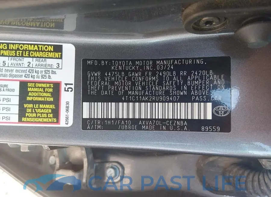 4T1C11AK2RU909407# 9