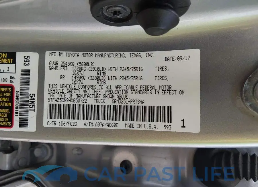 5TFAZ5CN9HX050722# 9