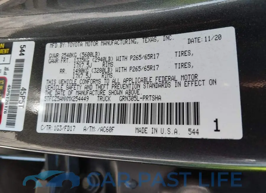 5TFCZ5ANXMX254449# 9