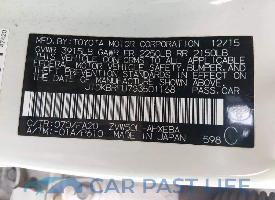JTDKBRFU7G3501168# 9