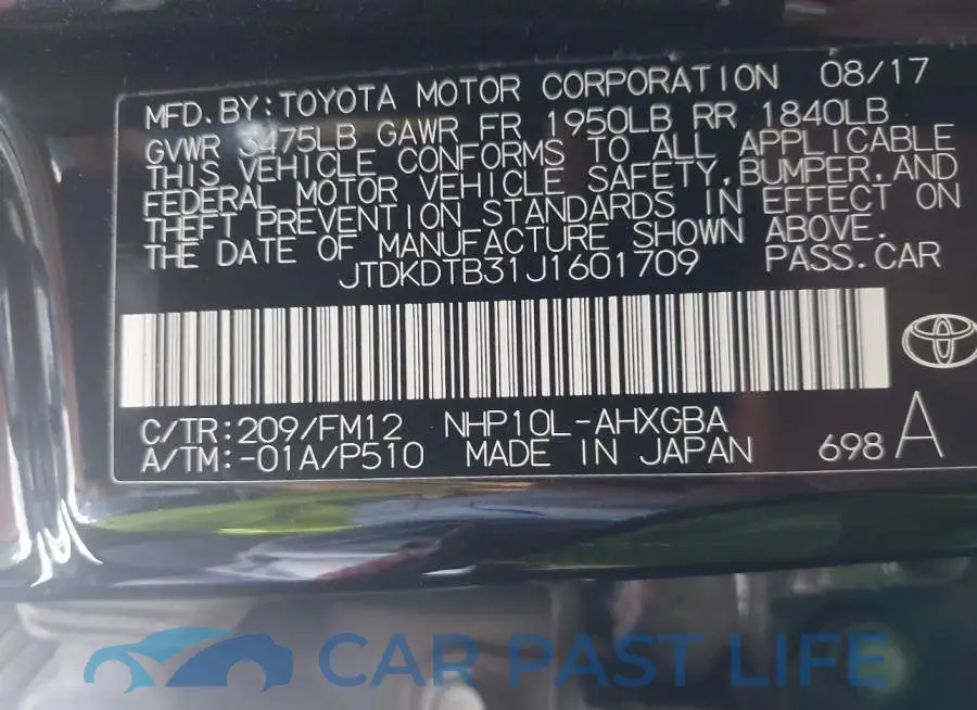 JTDKDTB31J1601709# 9