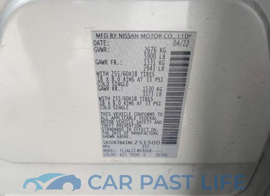 5N1DR3BA1NC251500# 9