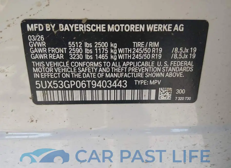 5UX53GP06T9403443# 9