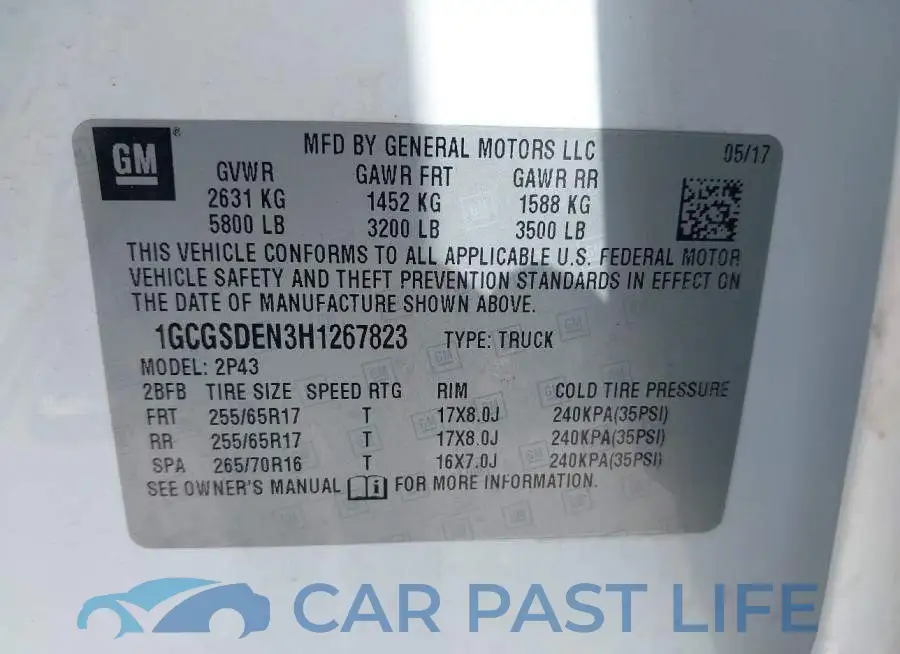 1GCGSDEN3H1267823# 9