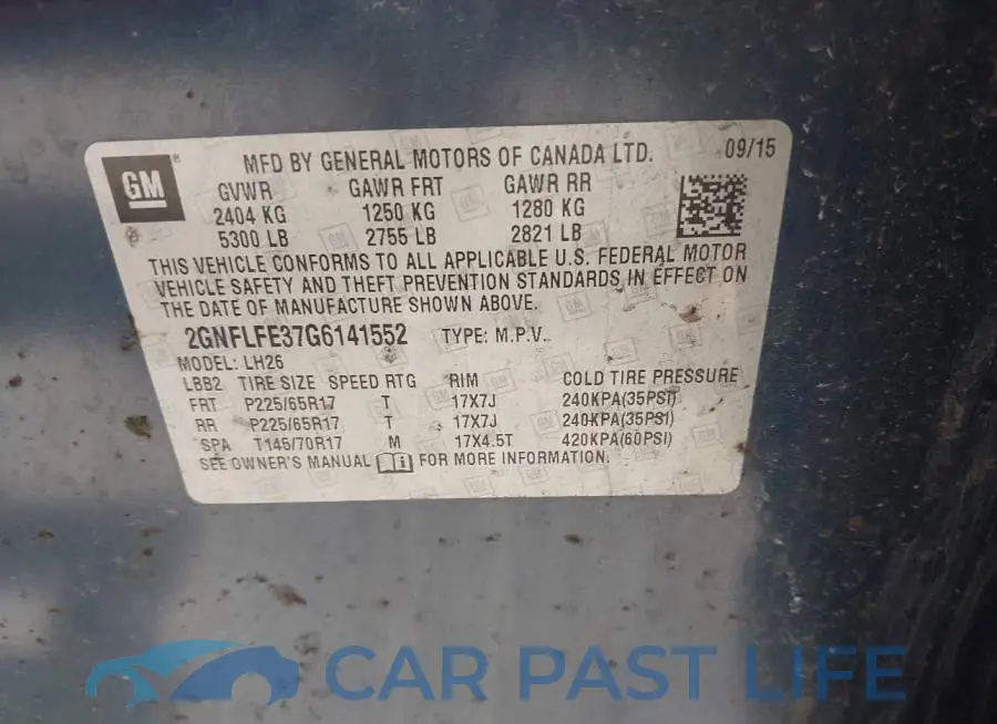 2GNFLFE37G6141552# 9