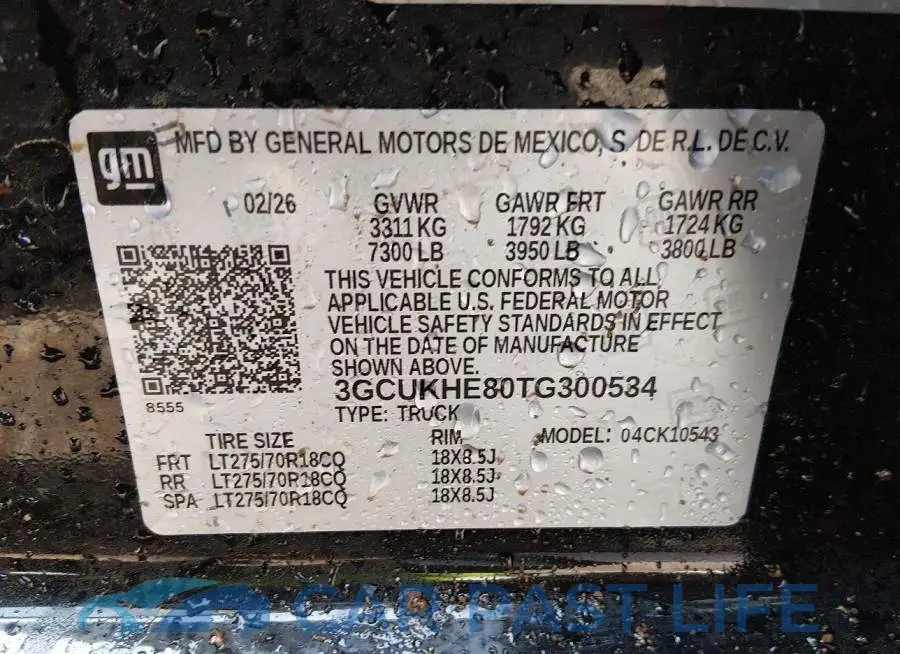 3GCUKHE80TG300534# 9