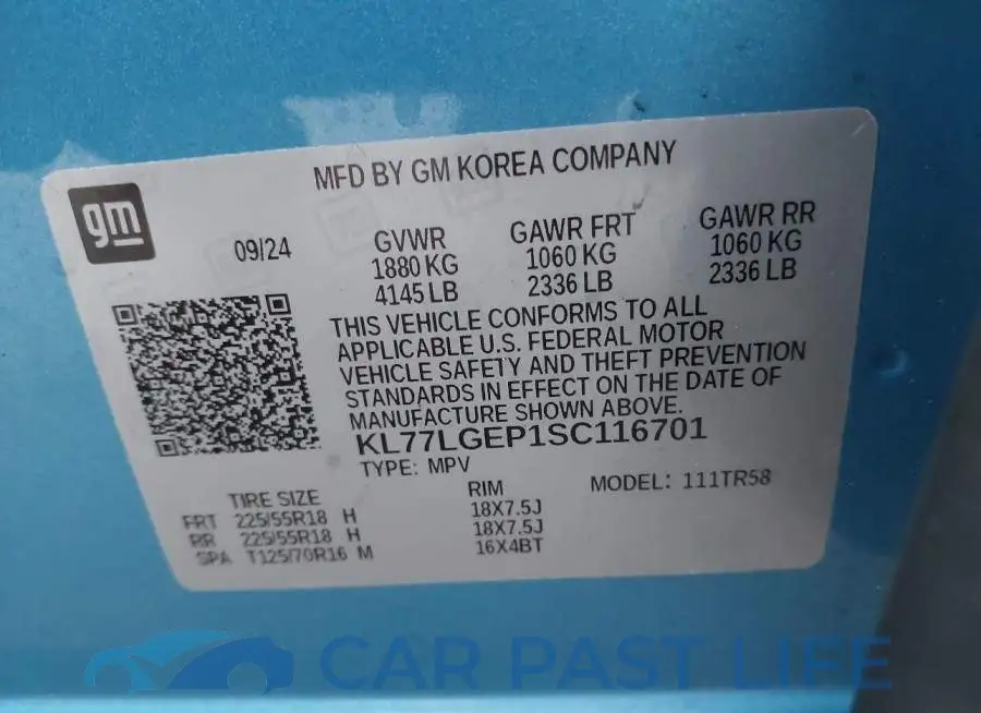 KL77LGEP1SC116701# 9