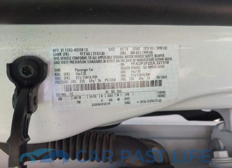 1FADP3F22JL327318# 9