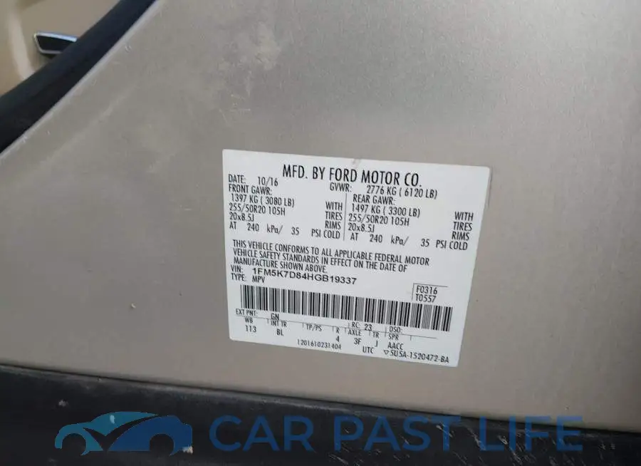 1FM5K7D84HGB19337# 9