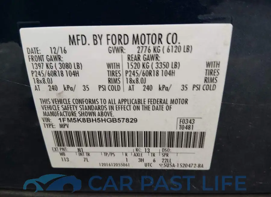 1FM5K8BH5HGB57829# 9