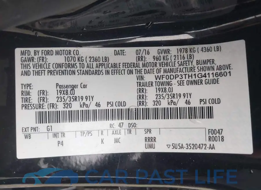 WF0DP3TH1G4116601# 9