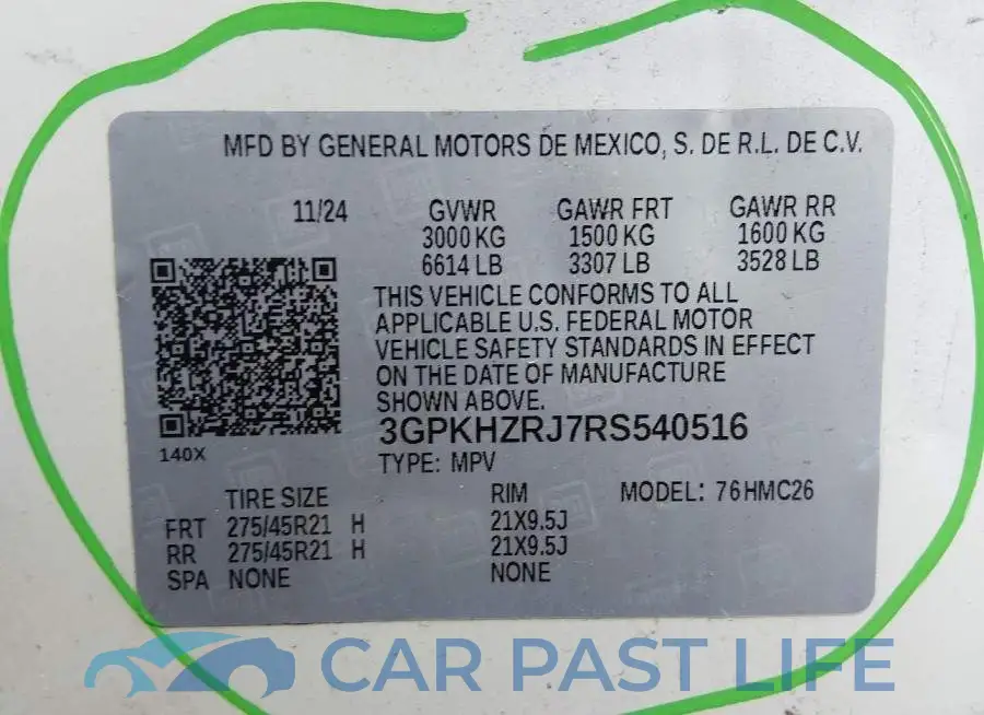 3GPKHZRJ7RS540516# 9