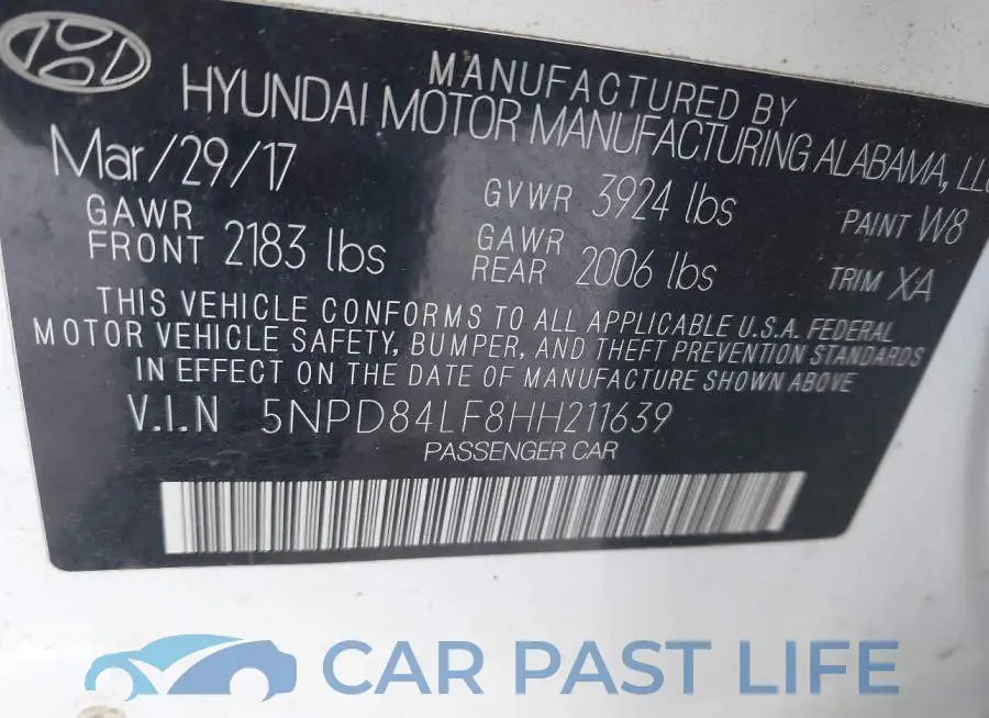 5NPD84LF8HH211639# 9