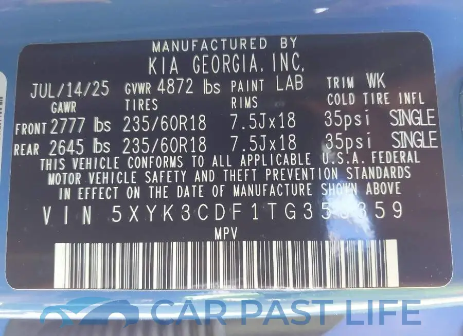 5XYK3CDF1TG353359# 9