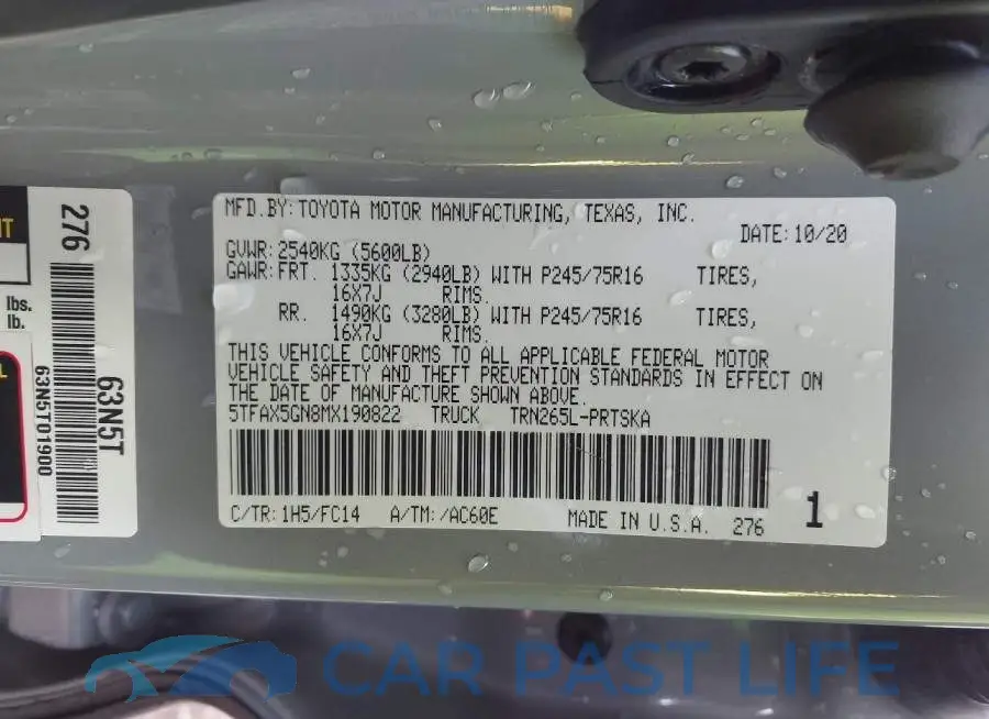 5TFAX5GN8MX190822# 9