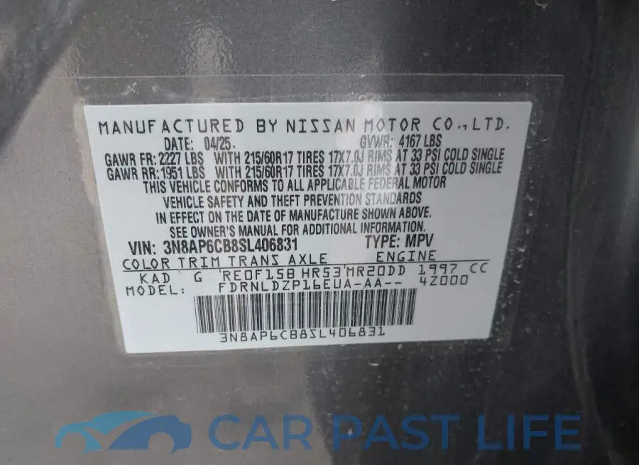 3N8AP6CB8SL406831# 9