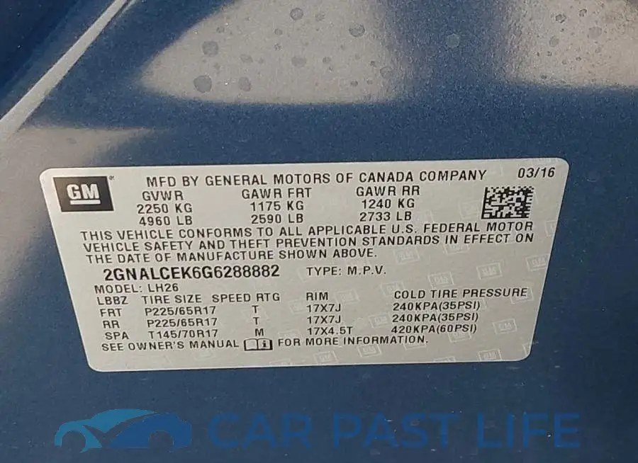 2GNALCEK6G6288882# 9