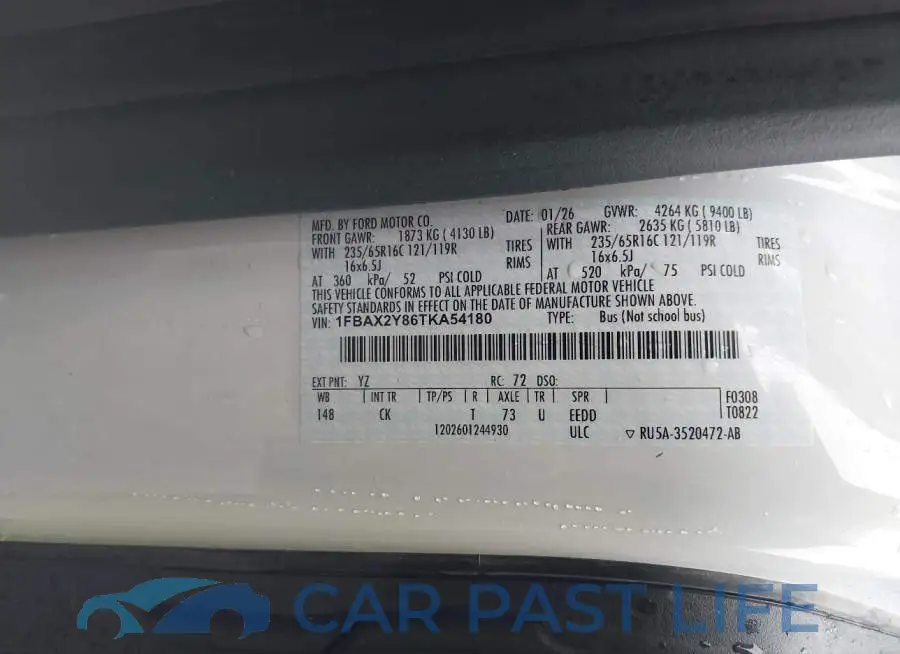1FBAX2Y86TKA54180# 9
